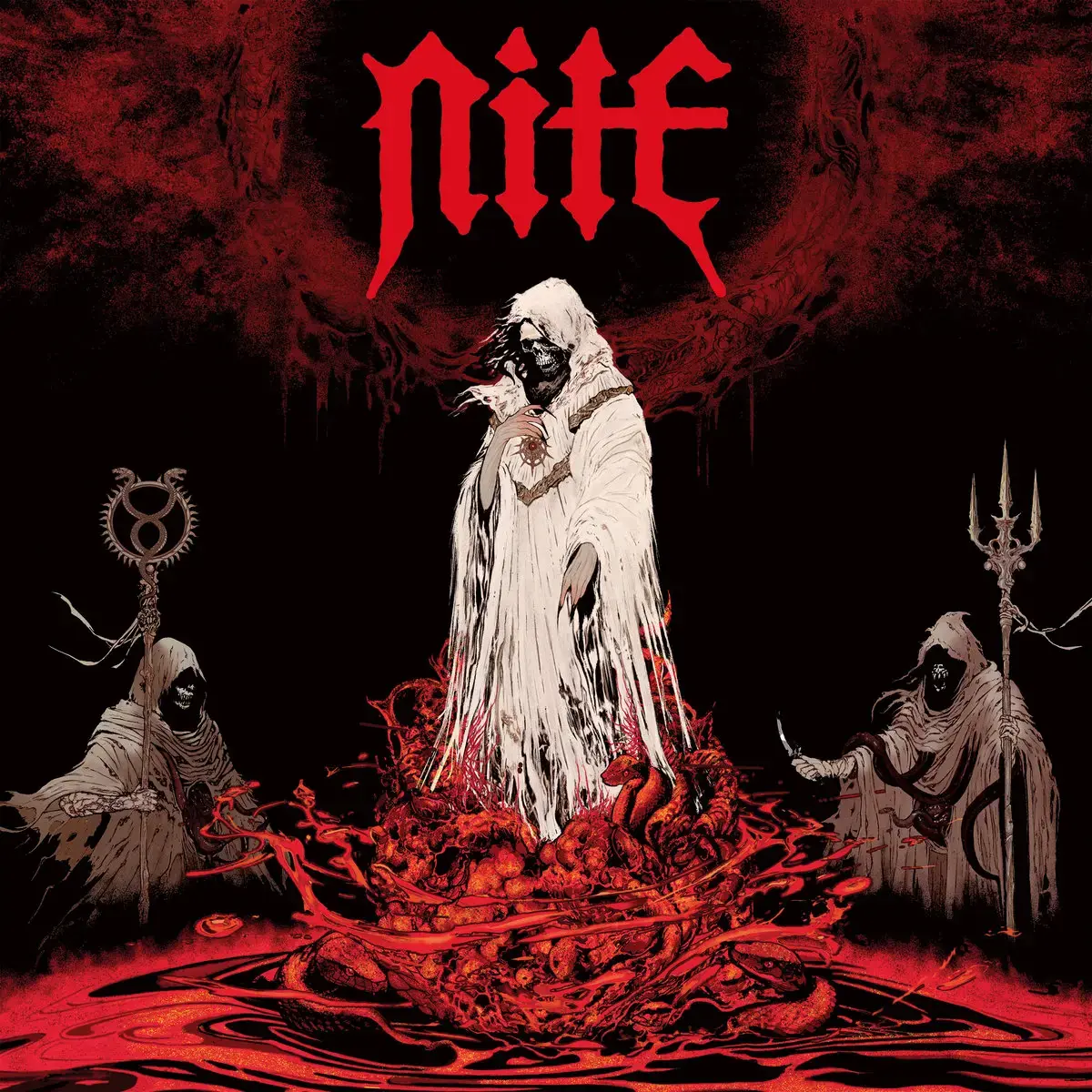 NITE · Cult Of The Serpent Sun | CLEAR/BLACK/RED SPLATTER LP (Black Metal/Heavy Metal Vinyl) · Bild 1