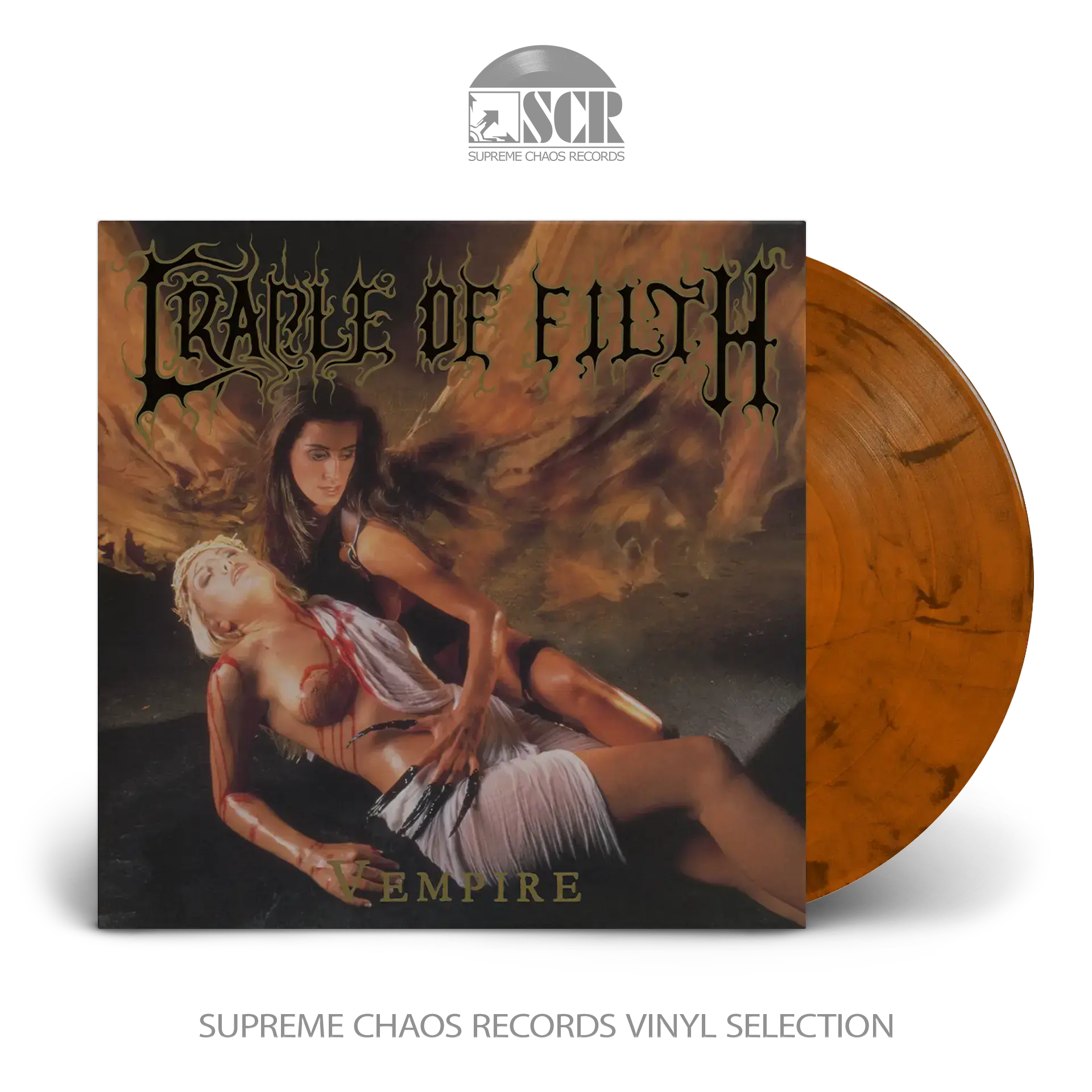 CRADLE OF FILTH - Vempire, Or Dark Faerytales In Phallustein · TRANSPARENT ORANGE/BLACK MARBLED LP CRADLE OF FILTH - Vempire, Or Dark Faerytales In Phallustein · TRANSPARENT ORANGE/BLACK MARBLED LP (Gothic Metal/Black Metal Vinyl)