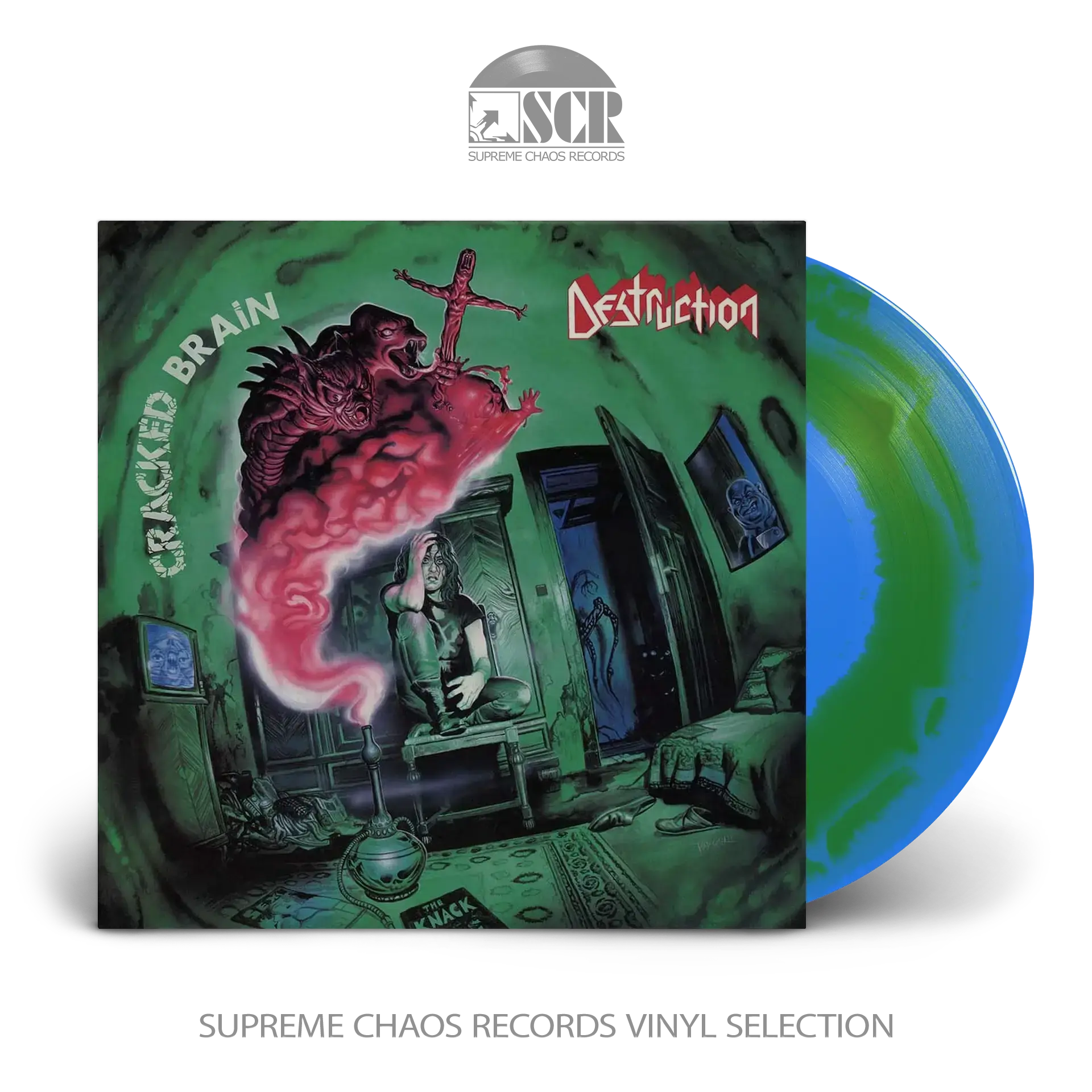 DESTRUCTION - Cracked Brain [OLIVE/BLUE SPLATTER LP] (Thrash Metal Vinyl)