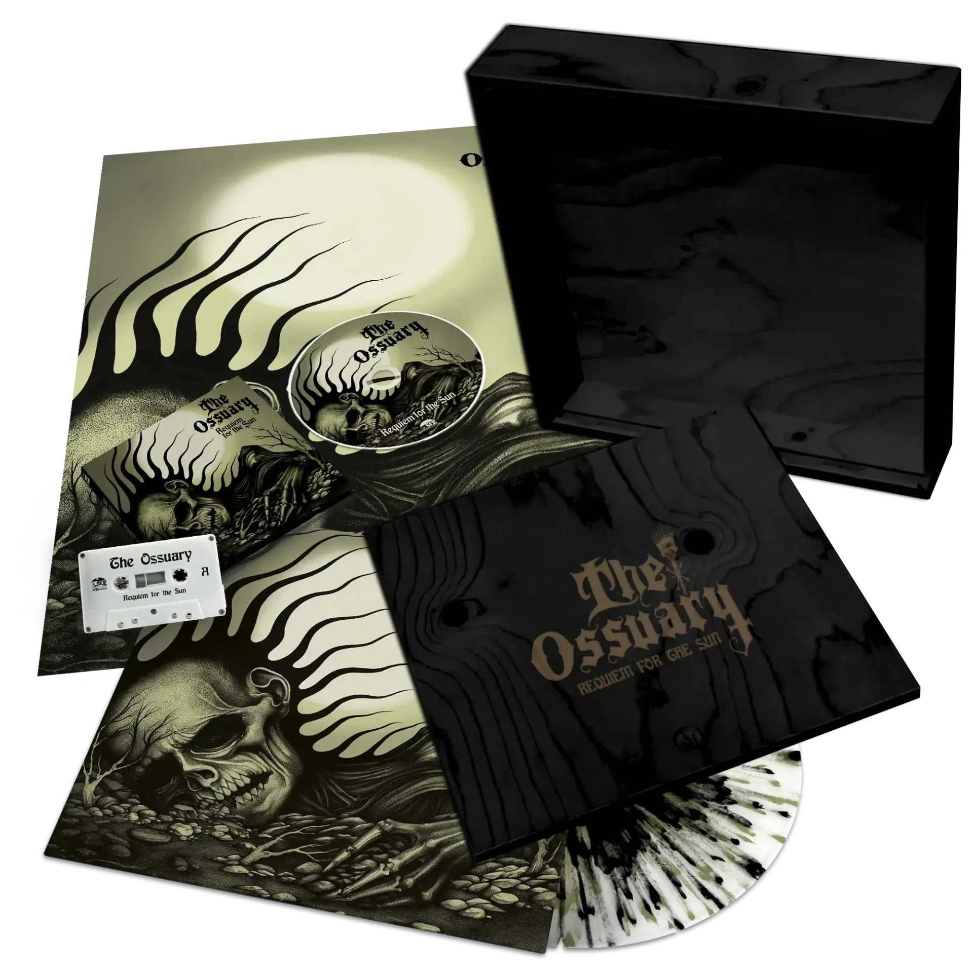 THE OSSUARY - Requiem For The Sun · WOODEN LP+MC+CD BOX THE OSSUARY - Requiem For The Sun · WOODEN LP+MC+CD BOX (Doom Metal/Doom Rock/Occult Rock Vinyl)