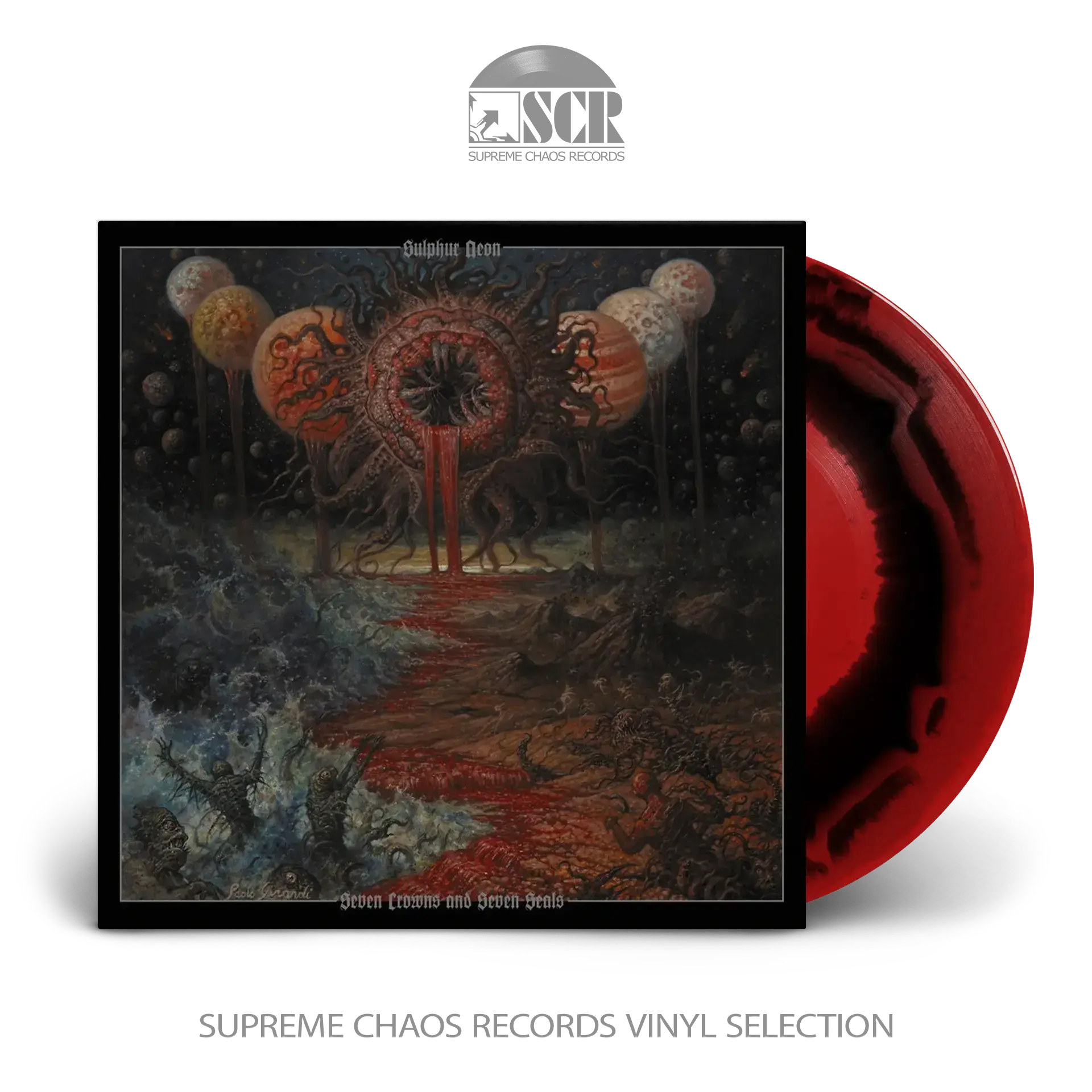 SULPHUR AEON · Seven Crowns And Seven Seals | RED/BLACK CORONA EFFECT LP (Death Metal Vinyl)