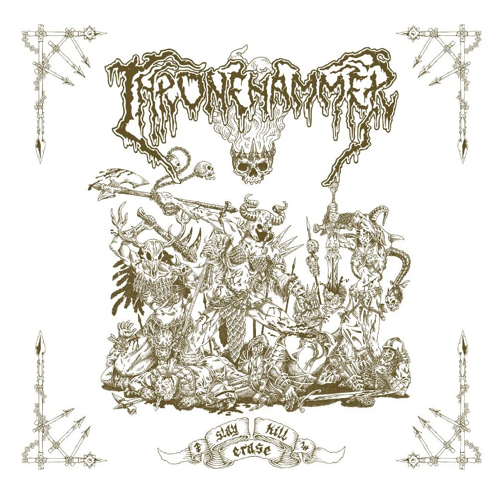 THRONEHAMMER · Slay | Kill | Erase | T-SHIRT+CLEAR WHITE GOLD 2LP (Doom Metal/Epic Metal/Death Metal/Heavy Metal Vinyl) · Bild 1