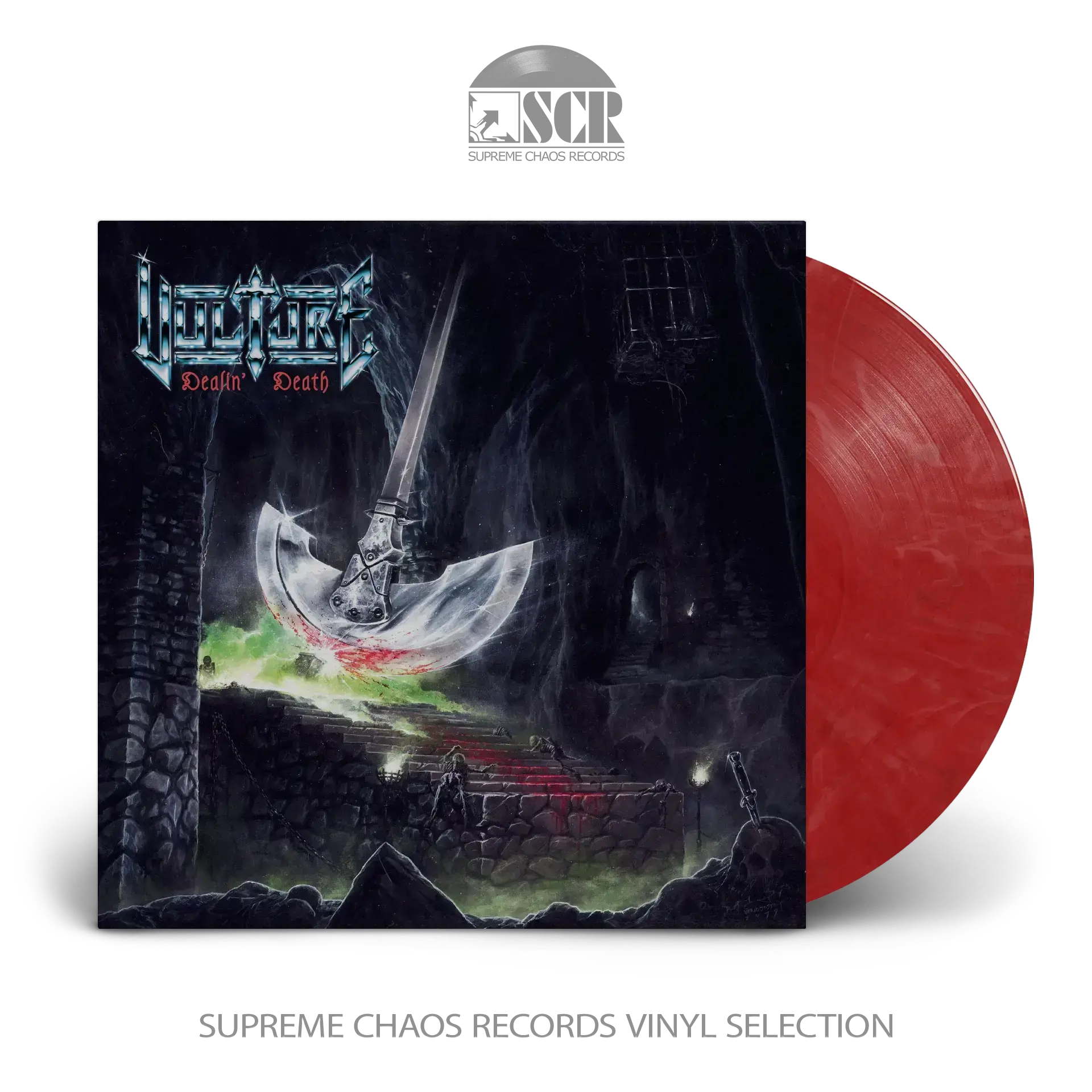 VULTURE - Dealin' Death (Deluxe Version) · BLOOD RED MARBLED LP+TAPE BUNDLE (Heavy Metal Vinyl)