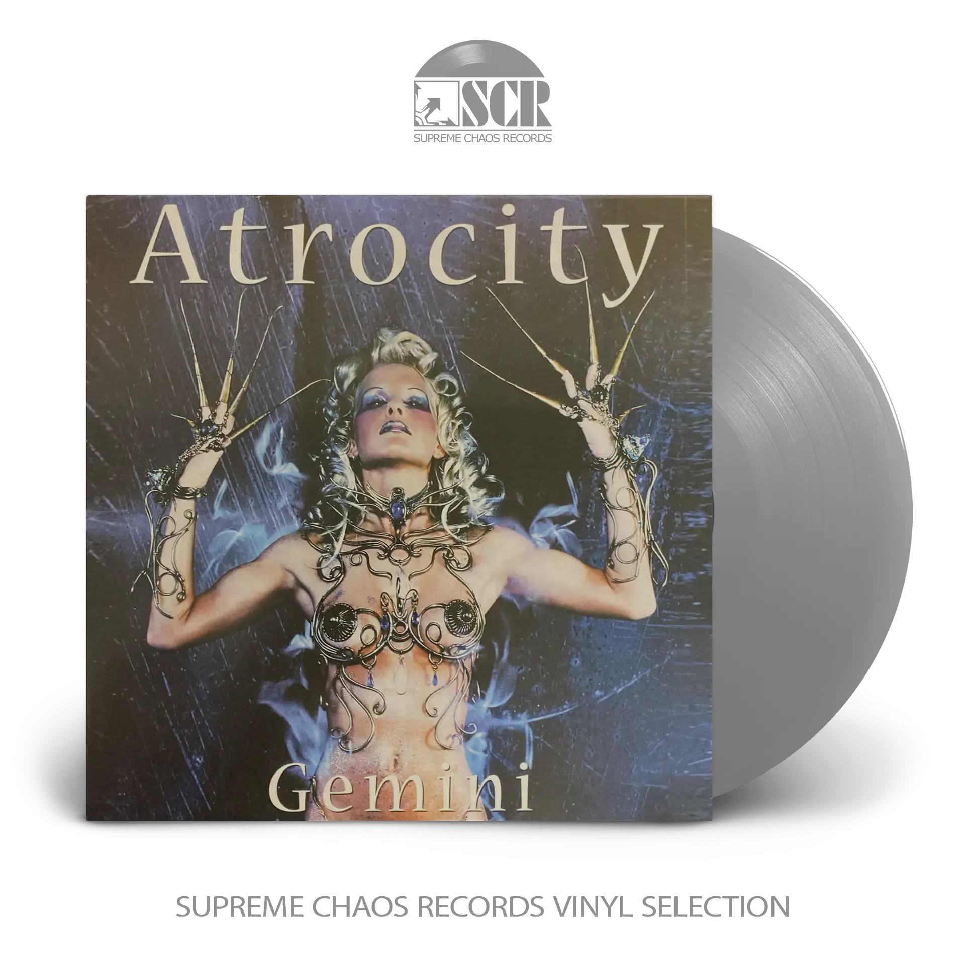 ATROCITY · Gemini | SILVER/BLUE LP (Industrial Metal Vinyl)