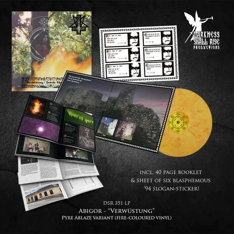 ABIGOR · Verwüstung / Invoke The Dark Age | FIRE COLORED LP (Black Metal Vinyl)