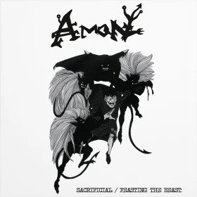 AMON · Sacrificial / Feasting The Beast | RED/BLACK MARBLED LP (Death Metal Vinyl) · Bild 1