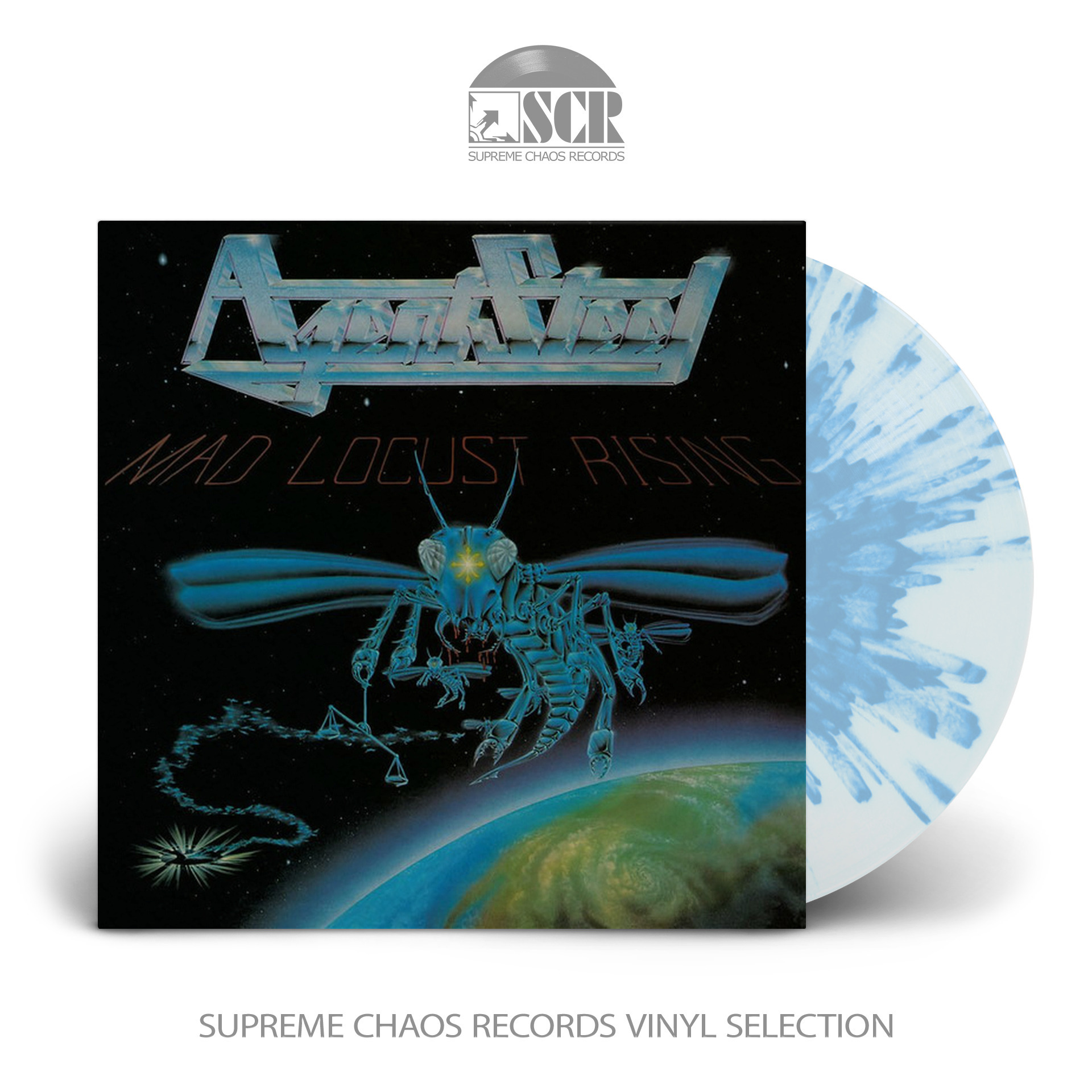 AGENT STEEL · Mad Locust Rising | CLEAR/BLUE SPLATTER MLP (Heavy Metal Vinyl)