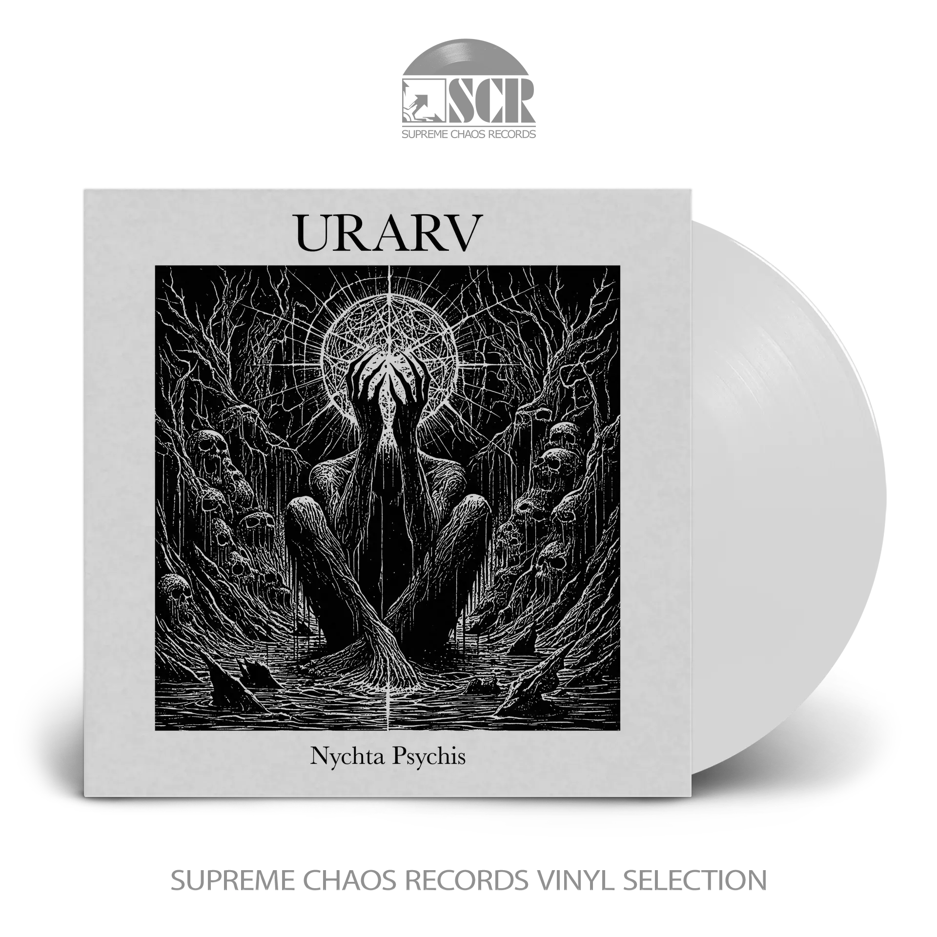 URARV · Nychta Psychis | WHITE LP (Black Metal Vinyl)