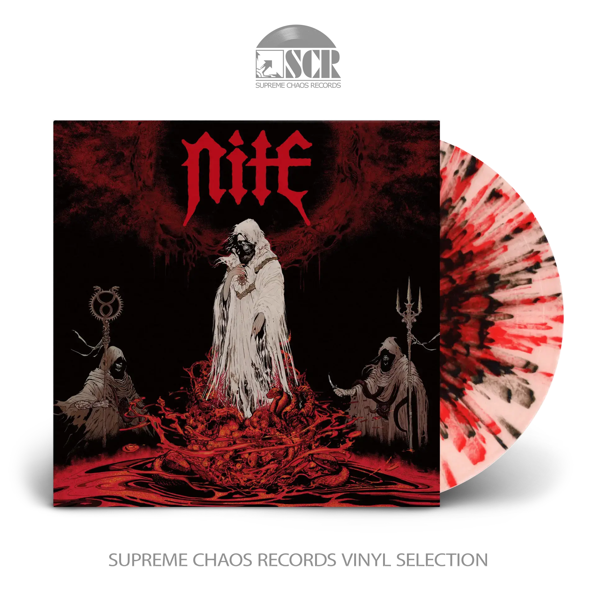 NITE · Cult Of The Serpent Sun | CLEAR/BLACK/RED SPLATTER LP (Black Metal/Heavy Metal Vinyl)