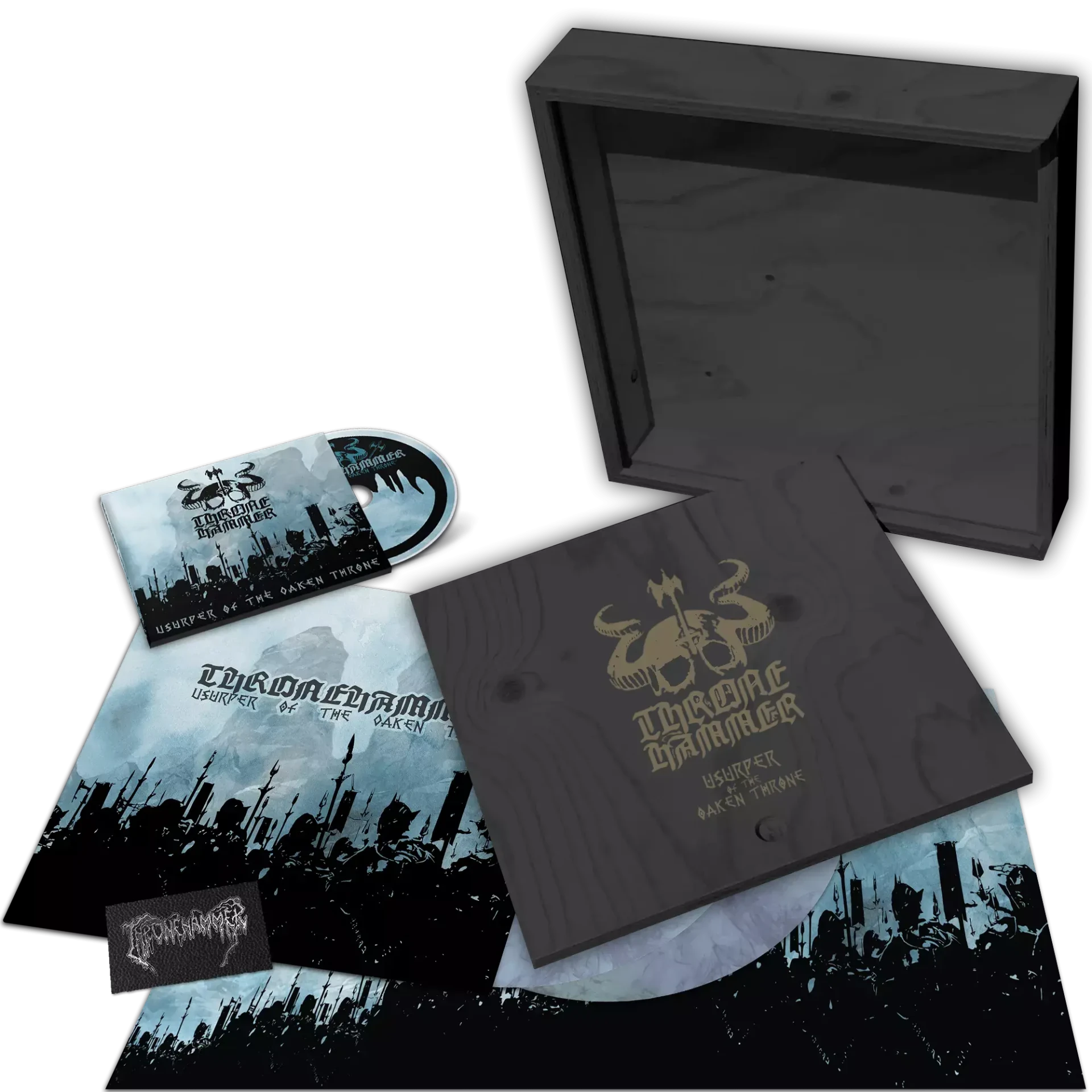 THRONEHAMMER - Usurper of the Oaken Throne · WOODEN LP BOX SET THRONEHAMMER - Usurper of the Oaken Throne · WOODEN LP BOX SET (Epic Metal/Doom Metal/Death Metal Vinyl)