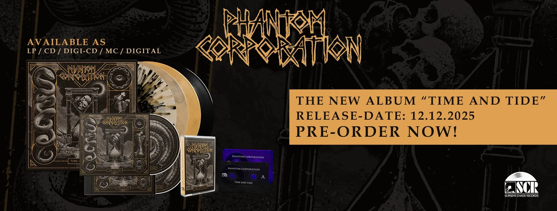 Vorbestellen des neuen Albums "Time And Tide" von Phantom Corporation