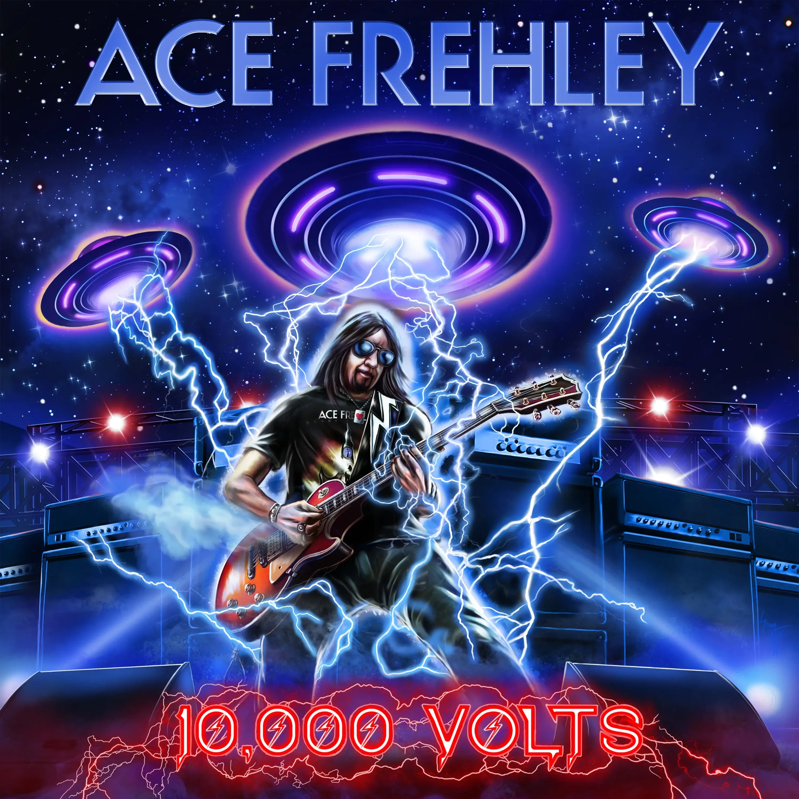 ACE FREHLEY - 10.000 Volts · EDGE ONLY SPLATTER - METAL GYM LOCKER RED SPLATTER LP 1